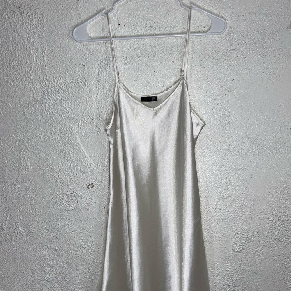 Elegant White Satin Slip Dress